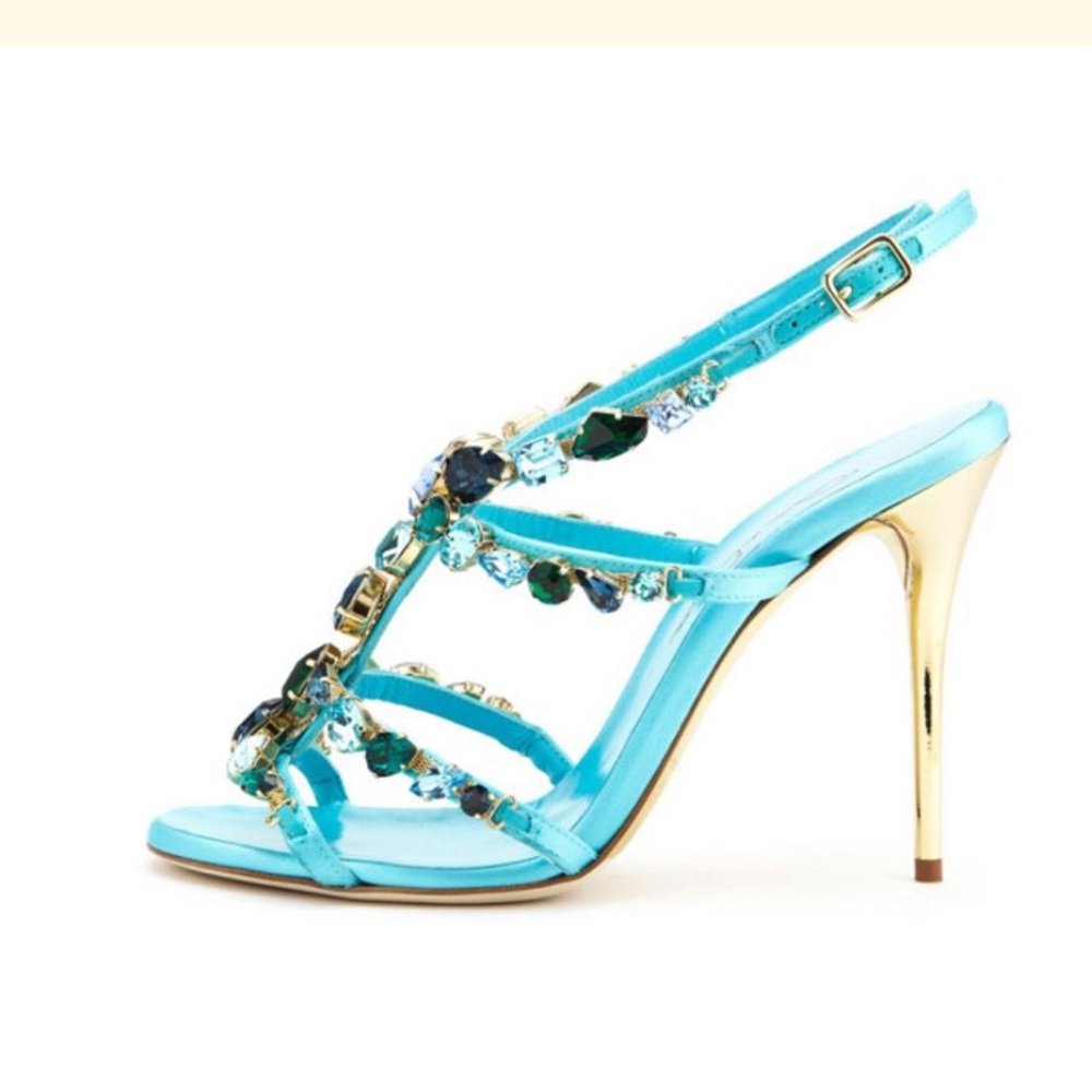 Oscar de la Renta Crystal Embellished Sandal, Retail $1,490, Size 37, NEW,